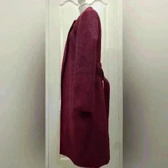 Steve Madden size small cranberry colored wool blend trench coat - Picture 3 of 10